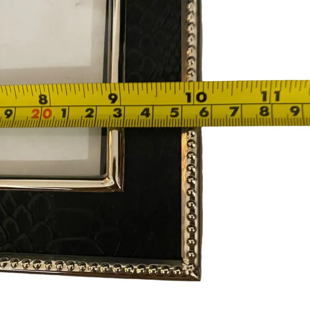 NWT Madison’s Niche Black Leather Picture Frame w/ Chrome Trim (10